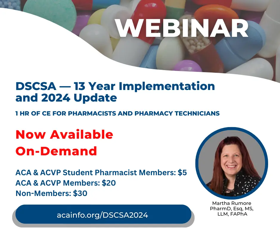 DSCSA 13 Year Implementation & 2024 Update — Webinar Graphic
